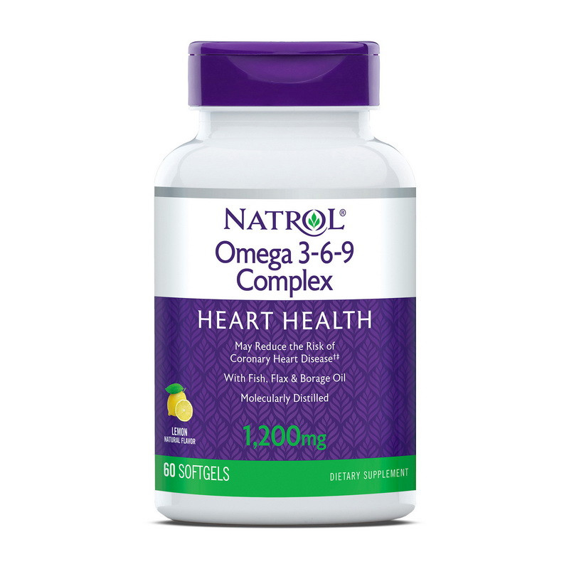 Natrol Omega 3-6-9 Complex 1200 mg 60 softgels риб'ячий жир/жирні кислоти активне довголіття