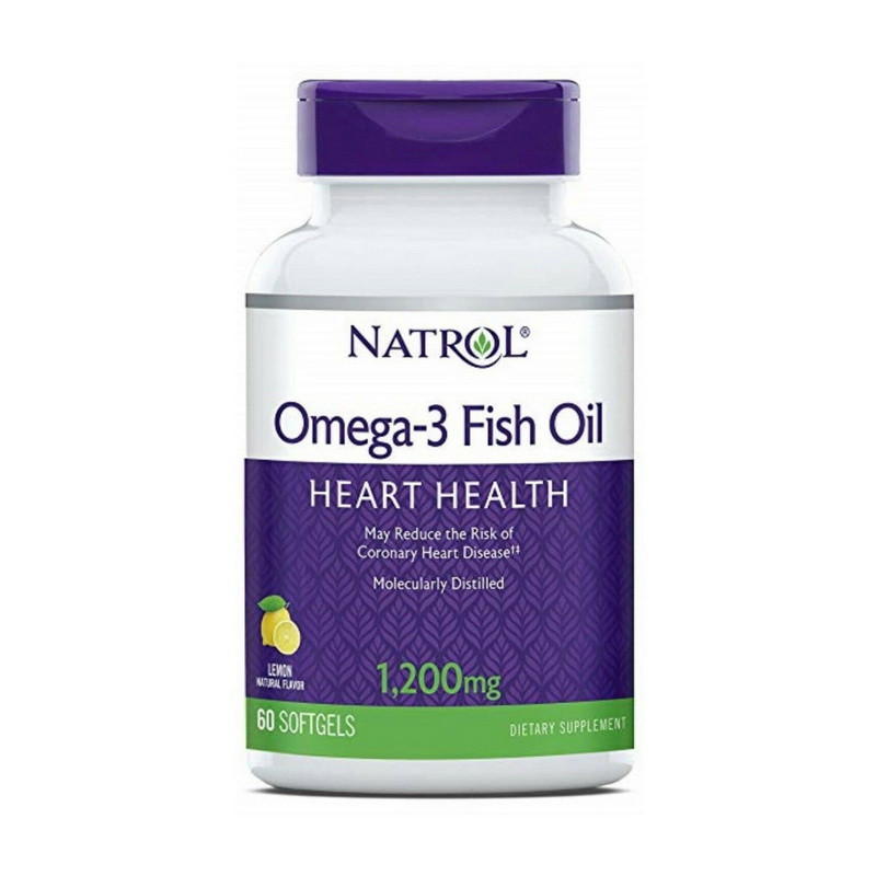 Natrol Omega-3 Fish Oil Heart Heath 1200 mg 60 softgels риб'ячий жир/жирні кислоти активне довголіття
