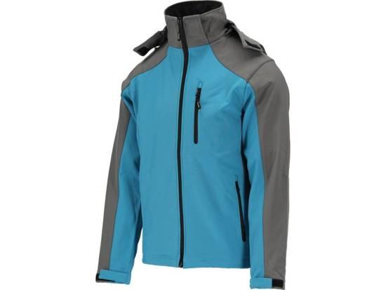 Куртка робоча SOFTSHELL з прикріп капюшоном YATO розм XXXL, синьо-сіра, 3 кише, 96% поліес і 4% спан