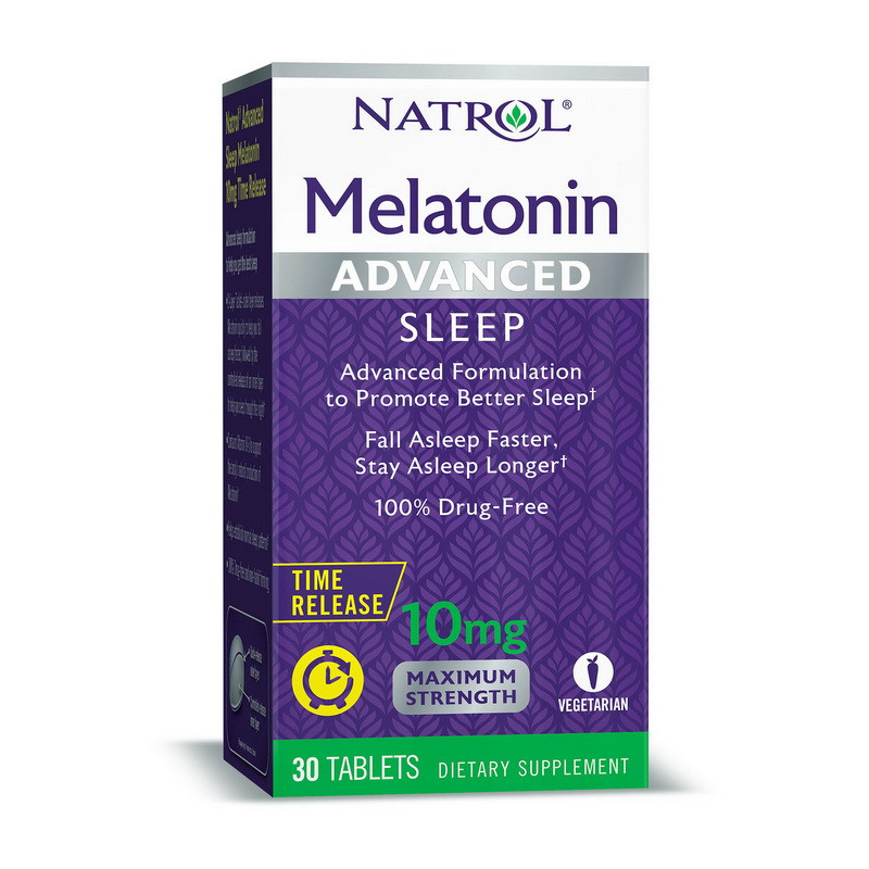 Natrol Melatonin 10 mg Advanced Time Release 30 tabs поліпшення сну активне довголіття