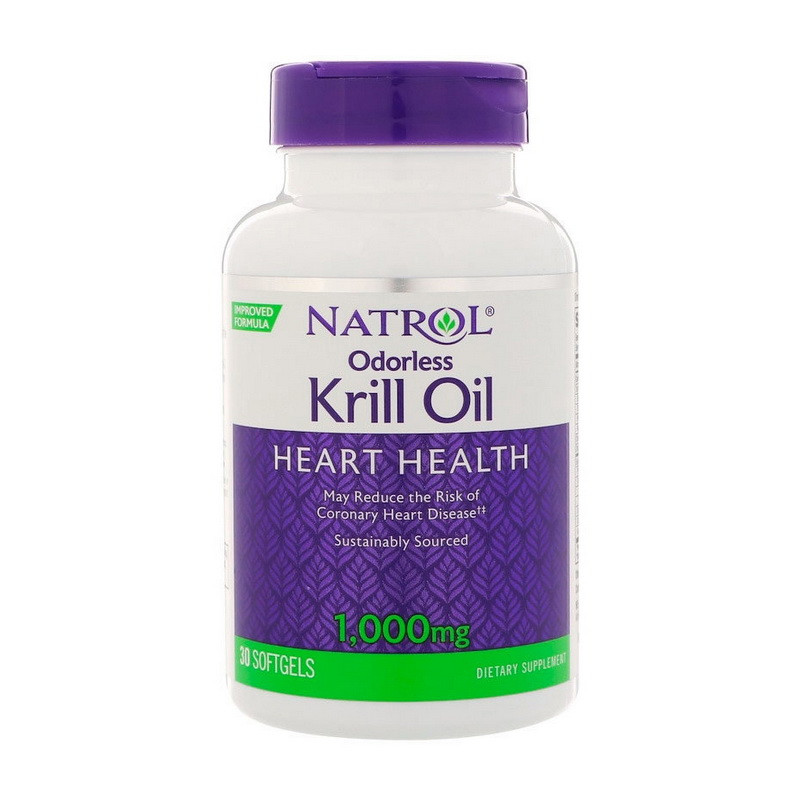 Natrol Odorless Krill Oil Heart Health 1000 mg 30 softgels риб'ячий жир/жирні кислоти активне довголіття