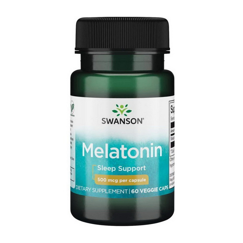 Swanson Melatonin 500 mcg 60 veg caps покращення сну активне довголіття