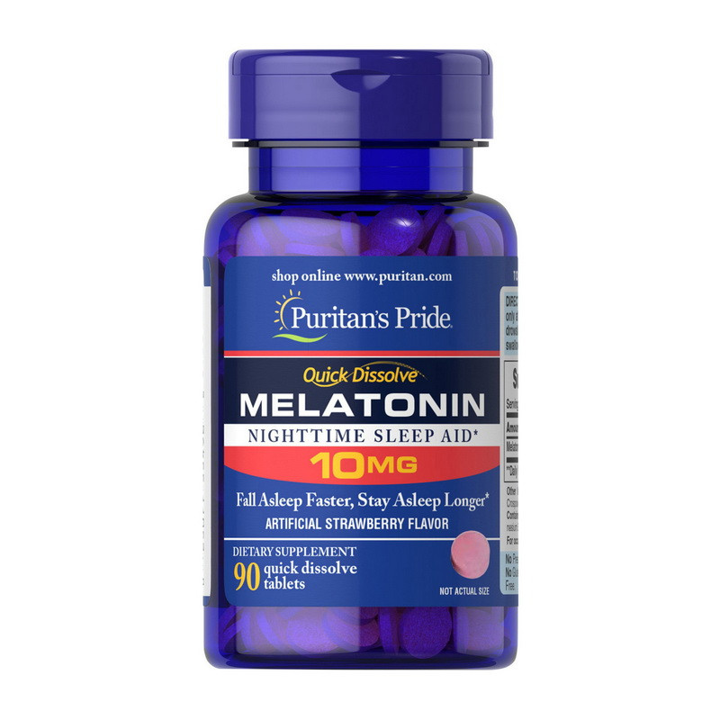 Puritan's Pride Quick Dissolve Melatonin 10 mg 90 tabs поліпшення сну активного довголіття