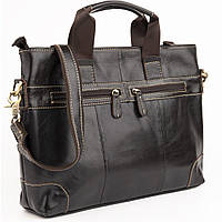 Мужская сумка под ноутбук из гладкой натуральной кожи Vintage 14890 коричневая 42,5х28х3см