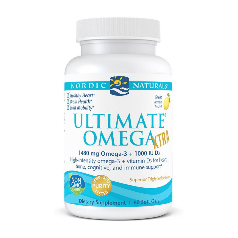 Nordic Naturals Ultimate Omega Xtra 1480 mg omega-3 + 1000 IU D3 60 softgels риб'ячий жир/жирні кислоти активні