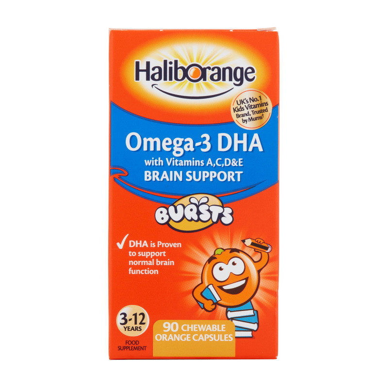 Омега-3 ДГК підтримка мозкової активності для дітей Haliborange Omega-3 DHA + Vits A,C & D Brain Support 90 chew tab