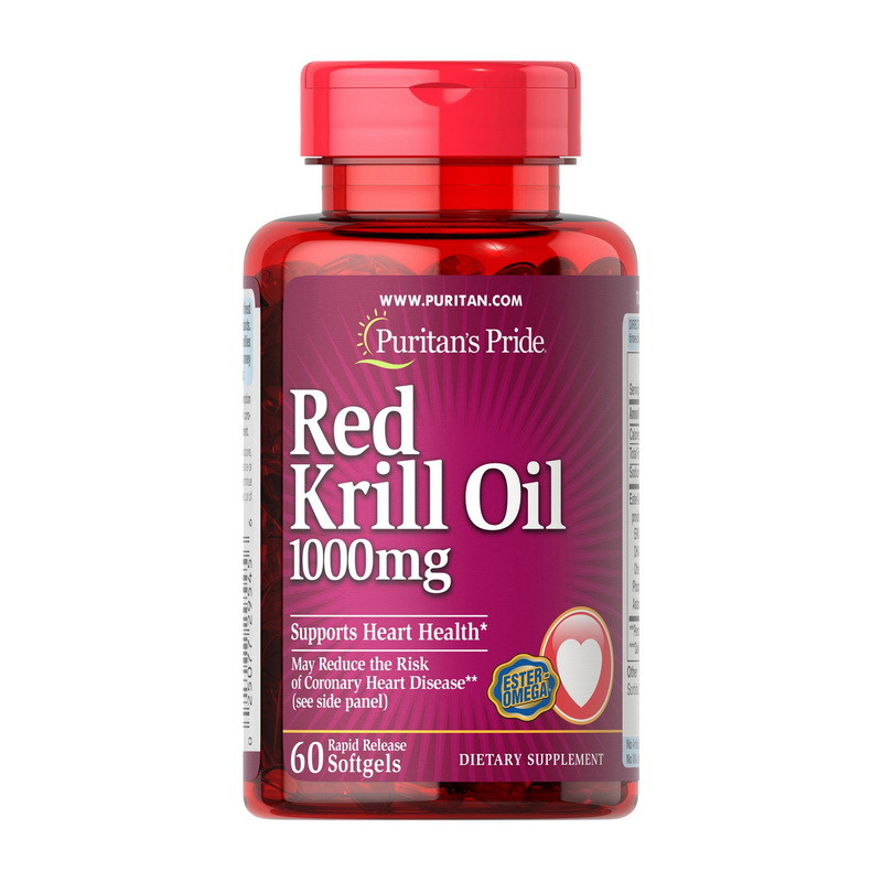 Puritan's Pride Red Krill Oil 1000 mg 60 softgels риб'ячий жир/жирні кислоти активного довголіття