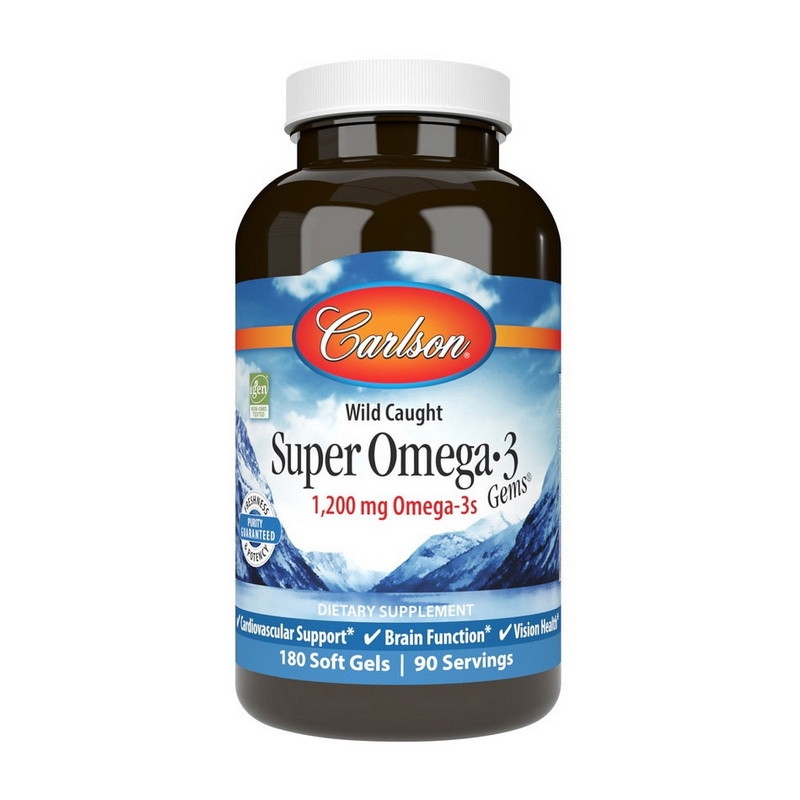 Carlson Labs Super Omega 3 1200 mg Omega-3s 180 soft gels риб'ячий жир/жирні кислоти активне довголіття