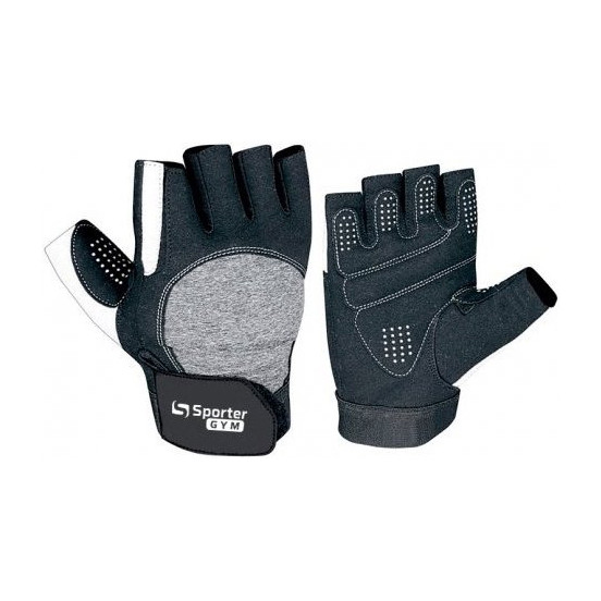Рукавички для тренувань Sporter Weightlifting Gloves Black-White S size