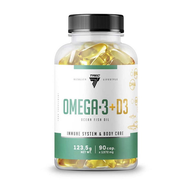 Trec Nutrition Omega-3 + D3 90 caps риб'ячий жир/жирні кислоти активне довголіття