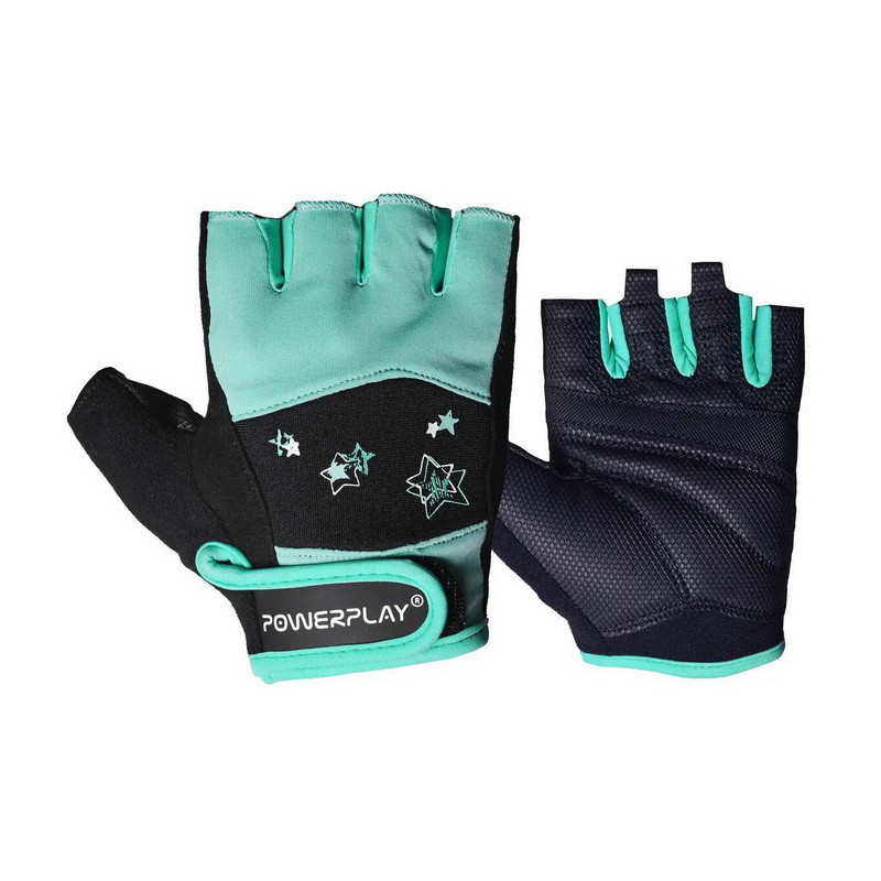 PowerPlay Womans Fitness Gloves Black-Green 3492 XS size