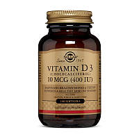 Solgar Vitamin D3 10 mcg 400 IU 100 softgels вітамін d3 вітаміни та мінерали