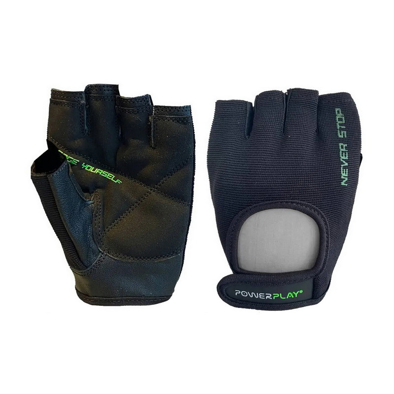 PowerPlay Fitness Gloves Black-Green 9077 L size