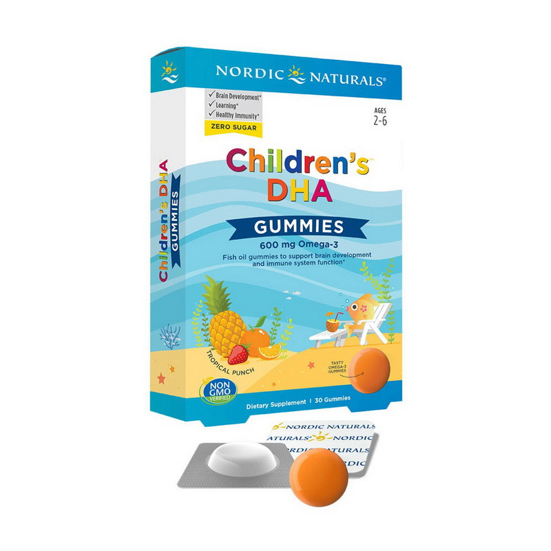 Nordic Naturals Children's DHA 600 mg Omega-3 30 gummies риб'ячий жир/жирні кислоти — активне довголіття