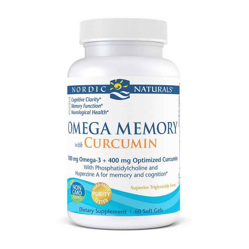 Nordic Naturals Omega Memory with Curcumin 1000 mg omega-3 + 400 mg curcumin 60 soft gels риб'ячий жир/жирні
