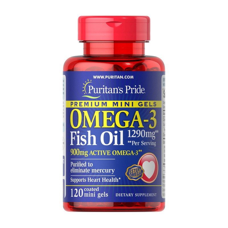 Риб'ячий жир Омега-3 міні Puritan's Pride Omega-3 Fish Oil 1290 mg 120 mini gels