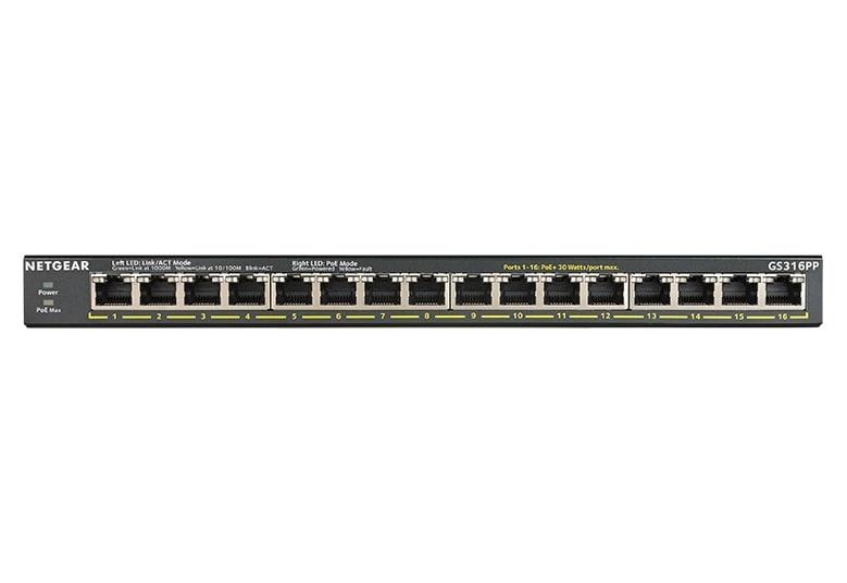 NETGEAR Комутатор GS316PP 16xGE PoE+ (183 Вт), FlexPoE, некерувань