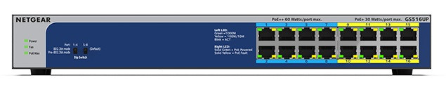 NETGEAR Комутатор GS516UP 8xGE PoE++, 8xGE PoE+(380W), некерований