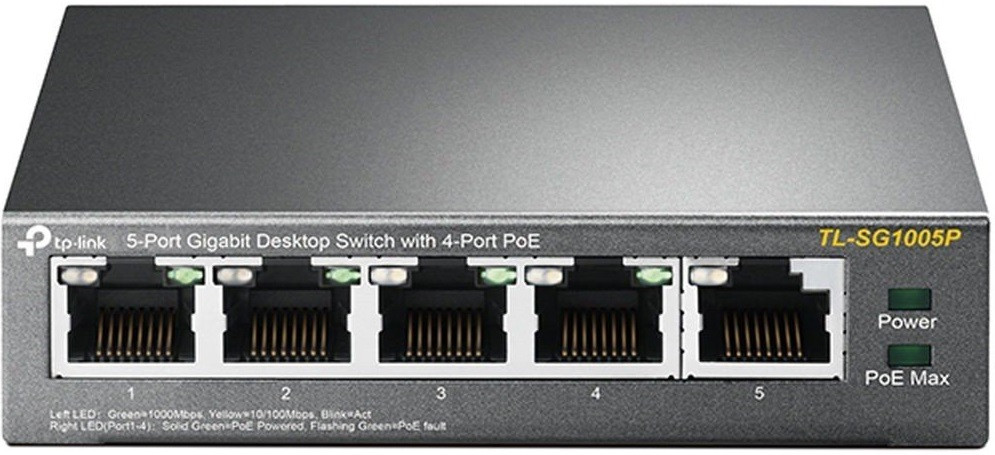 TP-Link Комутатор TL-SG1005P 5xGE/4xPoE 56W некерований