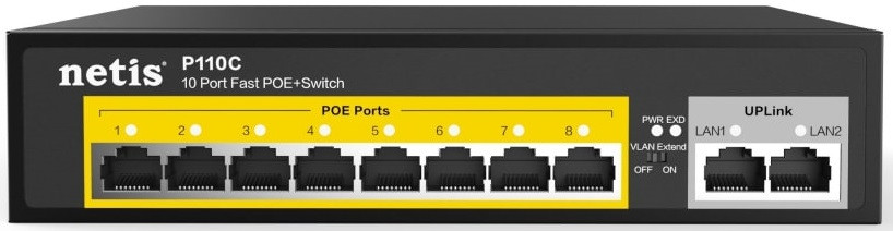 Netis Комутатор P110C 8xFE PoE, 2xFE, некерований
