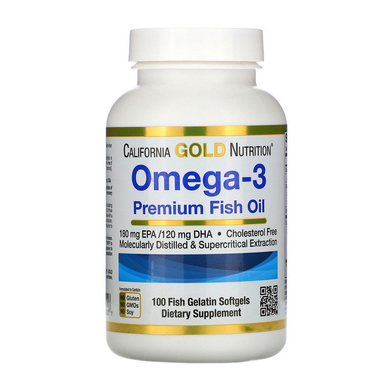 Риб'ячий жир Преміум Омега-3 California Gold Nutrition Omega-3 Premium Fish Oil 100 fish softgels