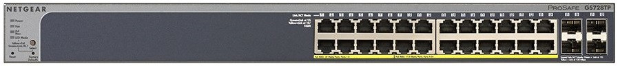 NETGEAR Комутатор GS728TPv2 24x1GE PoE+ (190Вт), 4xSFP, керований L2