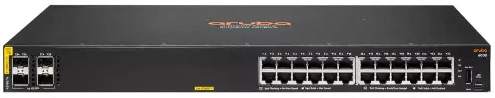HP Комутатор HPE Aruba 6000 24G CL4 4SFP Switch, 24xGE, 4xGE SFP Ports, 370W PoE Class 4, LT Warranty