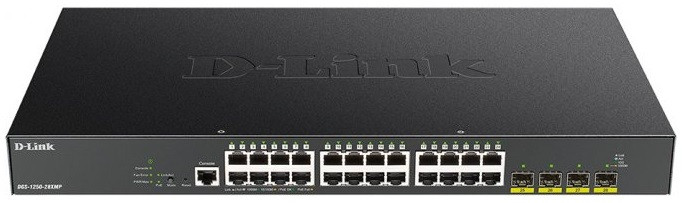 D-Link Комутатор DGS-1250-28XMP 24xGE PoE, 4xSFP+, 370W, WebSmart
