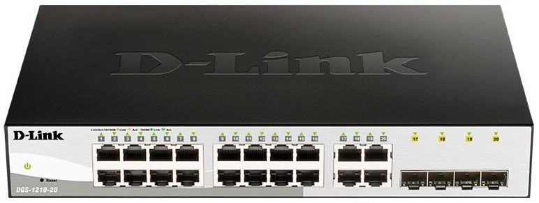 D-Link Комутатор DGS-1210-20/FL 16xGE, 4xSFP/GE, Websmart