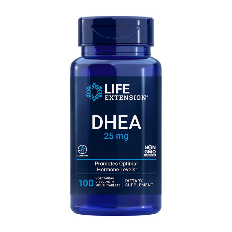 Life Extension DHEA 25 mg 100 veg tab дегідроепіандростерон dehydroepiandrosterone dhea підвищення тестостерону