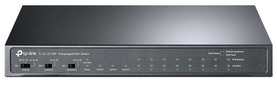 TP-Link Комутатор TL-SL1311MP 8x1FE/PoE+ 124W 2xGE 1xSFP
