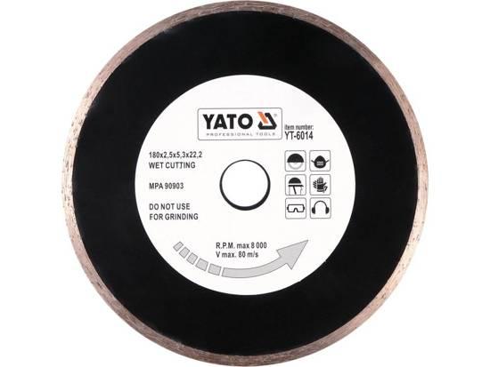 Диск алмазний суцільний Ø-180x5,3x22,2мм H-2,5мм мокрий різ YATO YT-6014