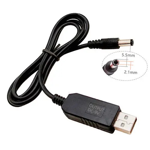 Кабель перехідник USB - 5.5x2.1мм 1м, 5-9В для живлення роутера модему