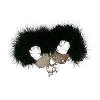 Наручники металеві Adrien Lastic Handcuffs Black з чорною пухнастою обробкою AD30329