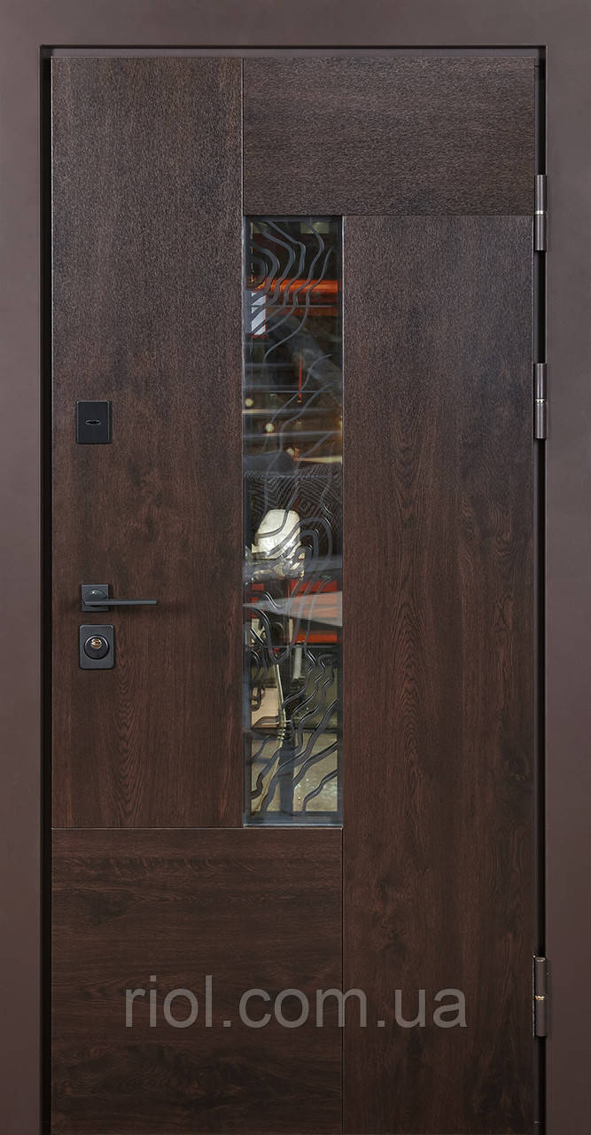 Преміальні вхідні двері з терморозривом Paradise Glass Венге темний Замки Mottura, фото 1