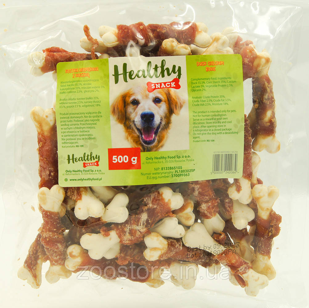 Ласощі для собак Кістки з м'ясом качки 500г HEALTHY SNACK, фото 1