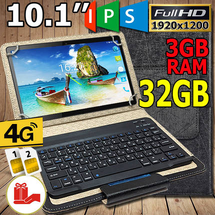 Планшет-телефон з 3GB ОЗУ MT104 4G IPS 10.1'' 3GB/32GB + Чохол із Bluetooth клавіатурою!, фото 1
