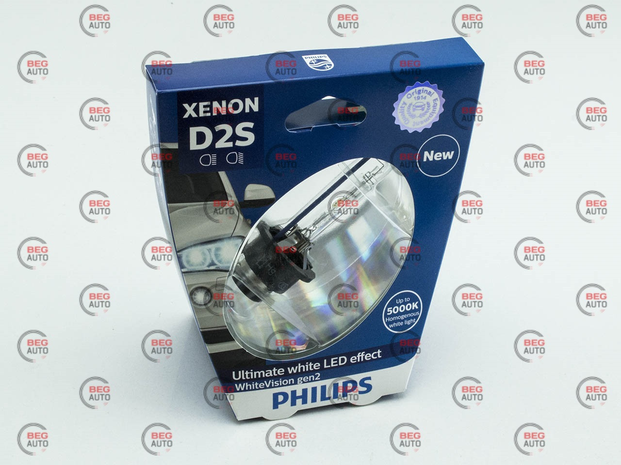 Лампа ксенонова D2S 12V 35W White Vision gen2 5000K +120% (PHILIPS) (85122WHV2S1)