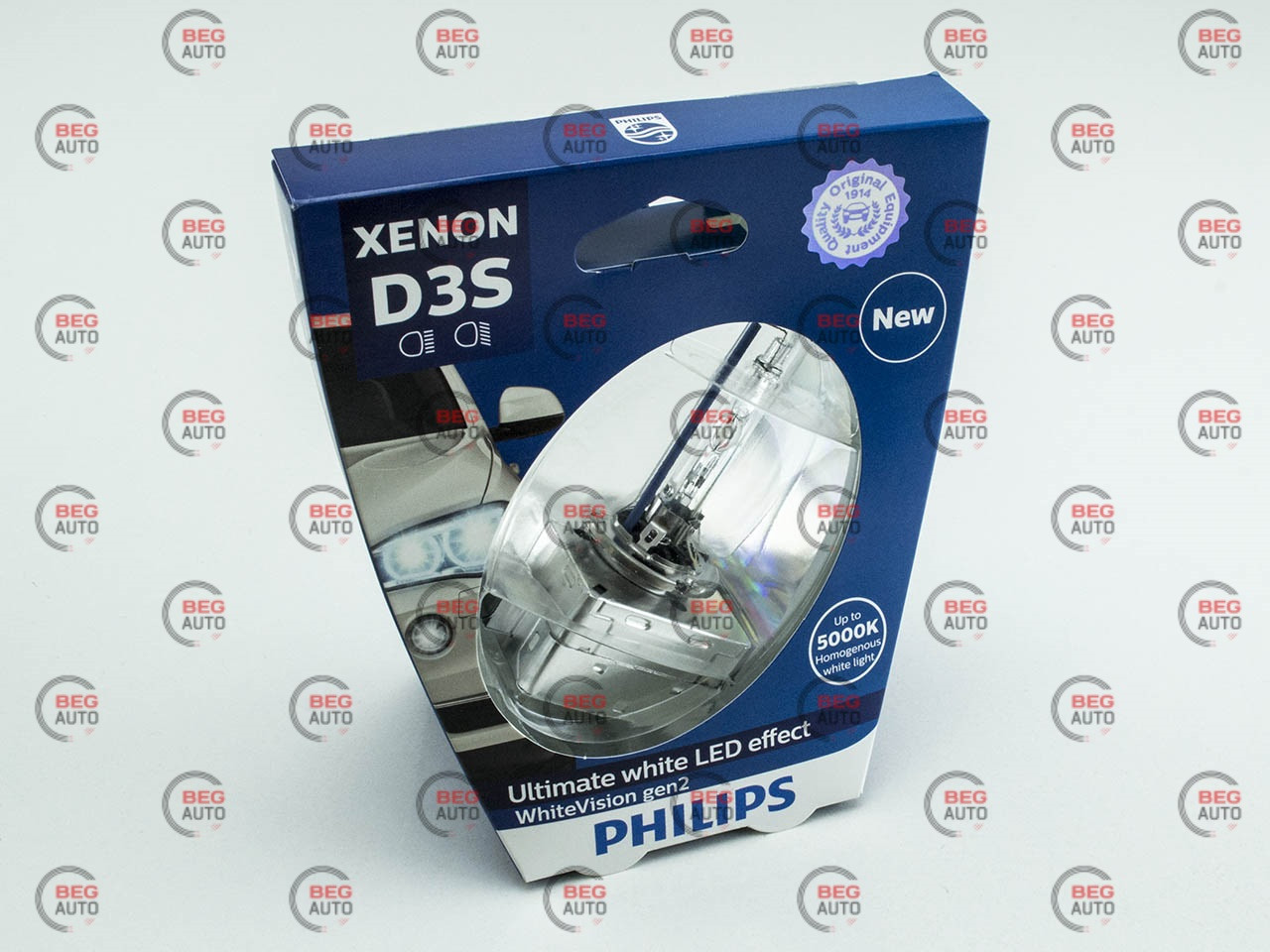 Лампа ксенонова D3S 12V 35W White Vision gen2 5000K+120% (PHILIPS) (42403WHV2S1)