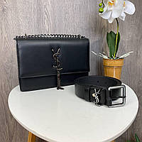 Набор женская мини сумочка клатч YSL сумка с цепочкой + женский кожаный поясной ремень