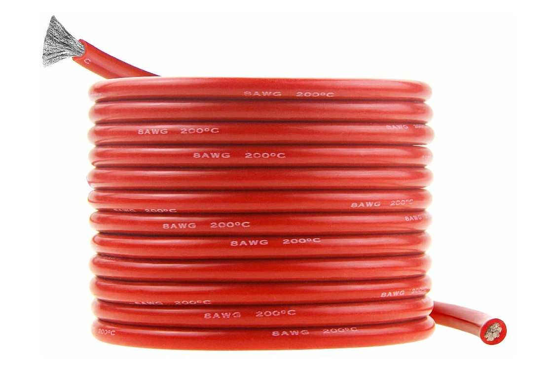 Дріт силіконовий QJ 8 AWG (червоний), 1 метр