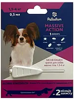 Краплі на холку проти бліх і кліщів Palladium Massive Action для собак вагою 1.5-4 кг 0.5 мл (4820150205959)