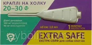 Краплі на холку проти бліх, кліщів і гельмінтів Palladium Extra Safe для собак вагою 20-30 кг 3 мл