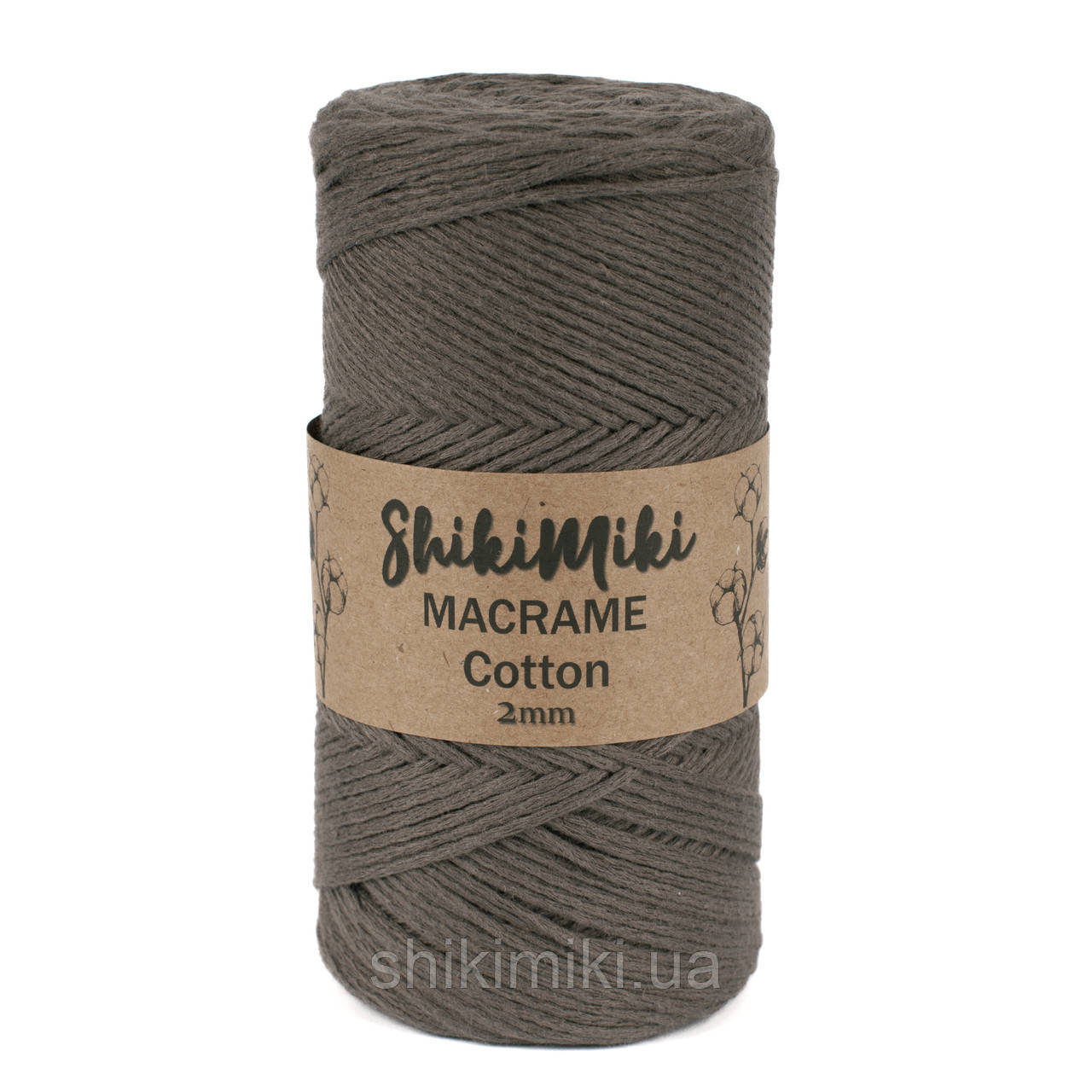 Еко Шнур Cotton Macrame, колір Сіро-коричневий