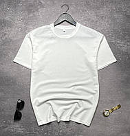 Мужская белая футболка оверсайз стильная на двунитке ,Однотонная летняя белая футболка мужская