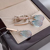 Комплект срібні сережки та підвіска із золотими вставками та мультиколором