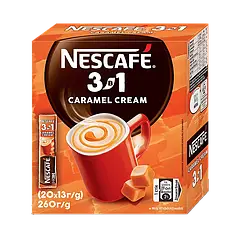 Nescafe 3 в 1 Caramel Cream кавовий напій з карамеллю 20 стіків у картонному пакованні