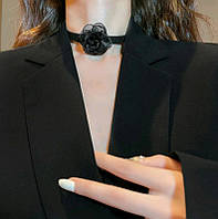 Чокер ожерелье с большим цветком кружевное роза на шнурке шнурок у2к y2k в стиле 2000