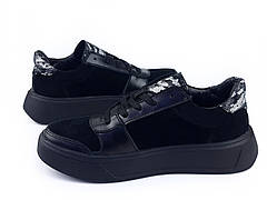 Стильні чорні кросівки жіночі шкіряні молодіжні весняні від виробника розмір 36 37 38 39 40 41, фото 2