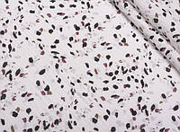 Ткань муслин жатый двухслойный, кляксы бежево-коричневые на белом (шир. 1,35м) (MS-JAT-2-0076)